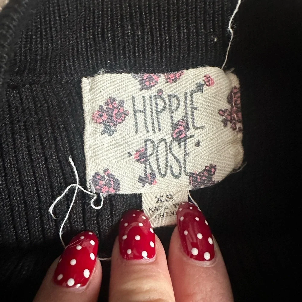 Hippie Rose Black Ribbed Sweater - Picture 3 of 3